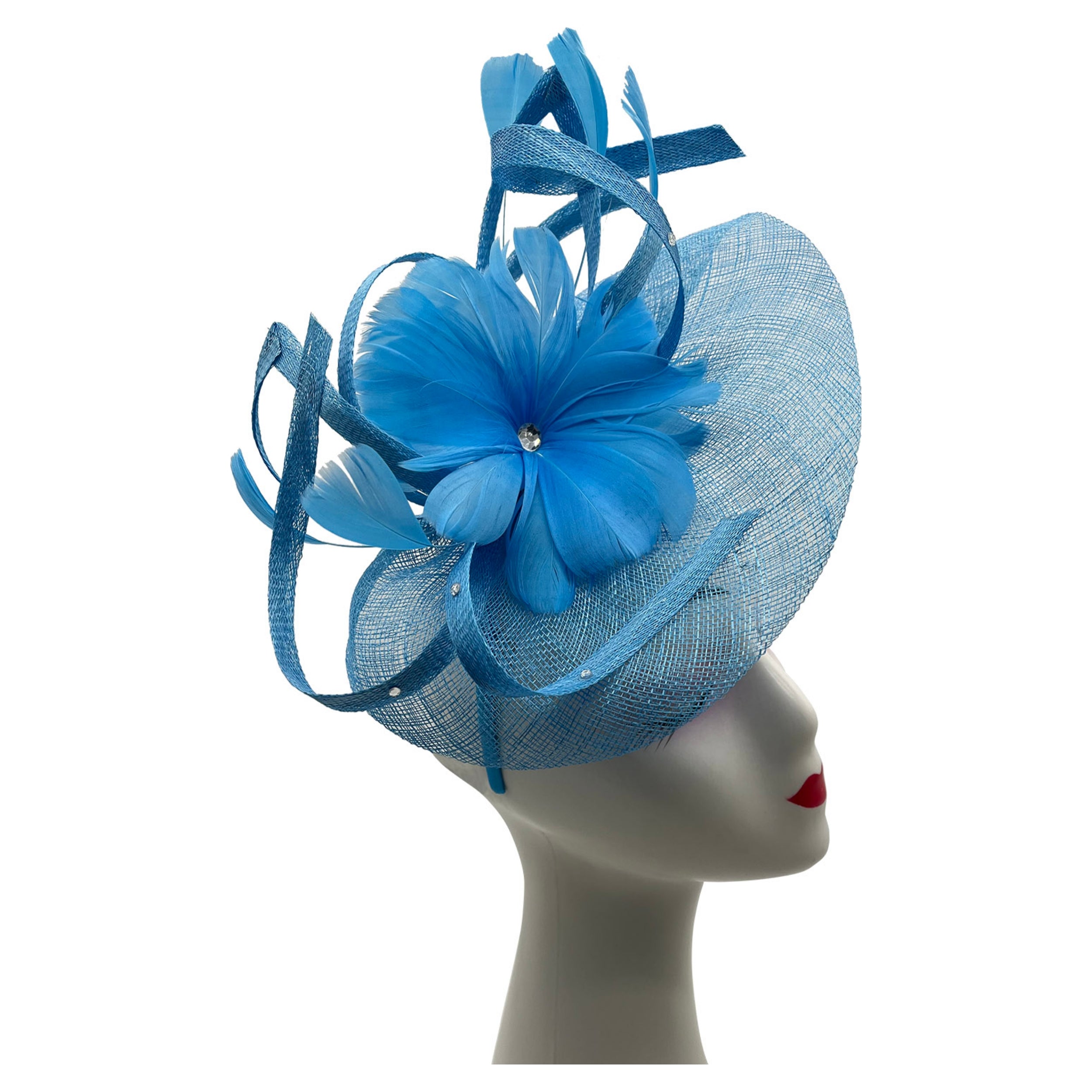 Large Fascinator with Sinamay Disc & Curled Feather