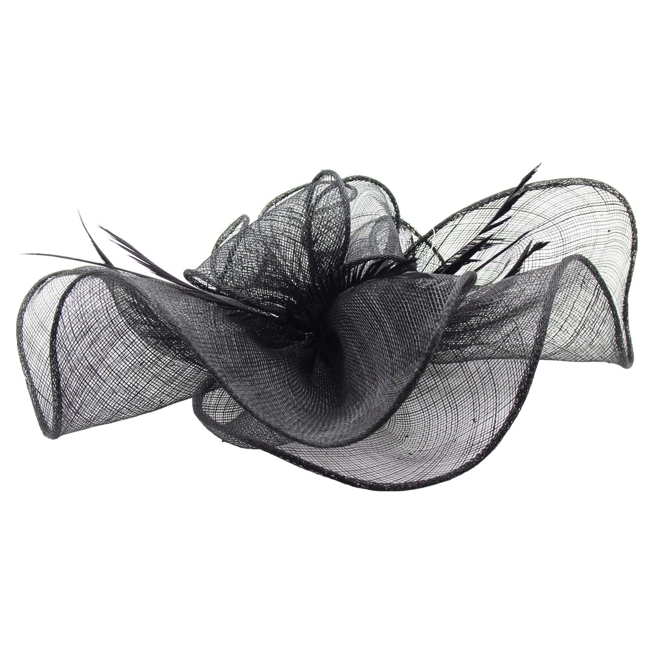 Large Ruffles Trimmed Edge Sinamay Fascinator Headband Wedding Proms Parties