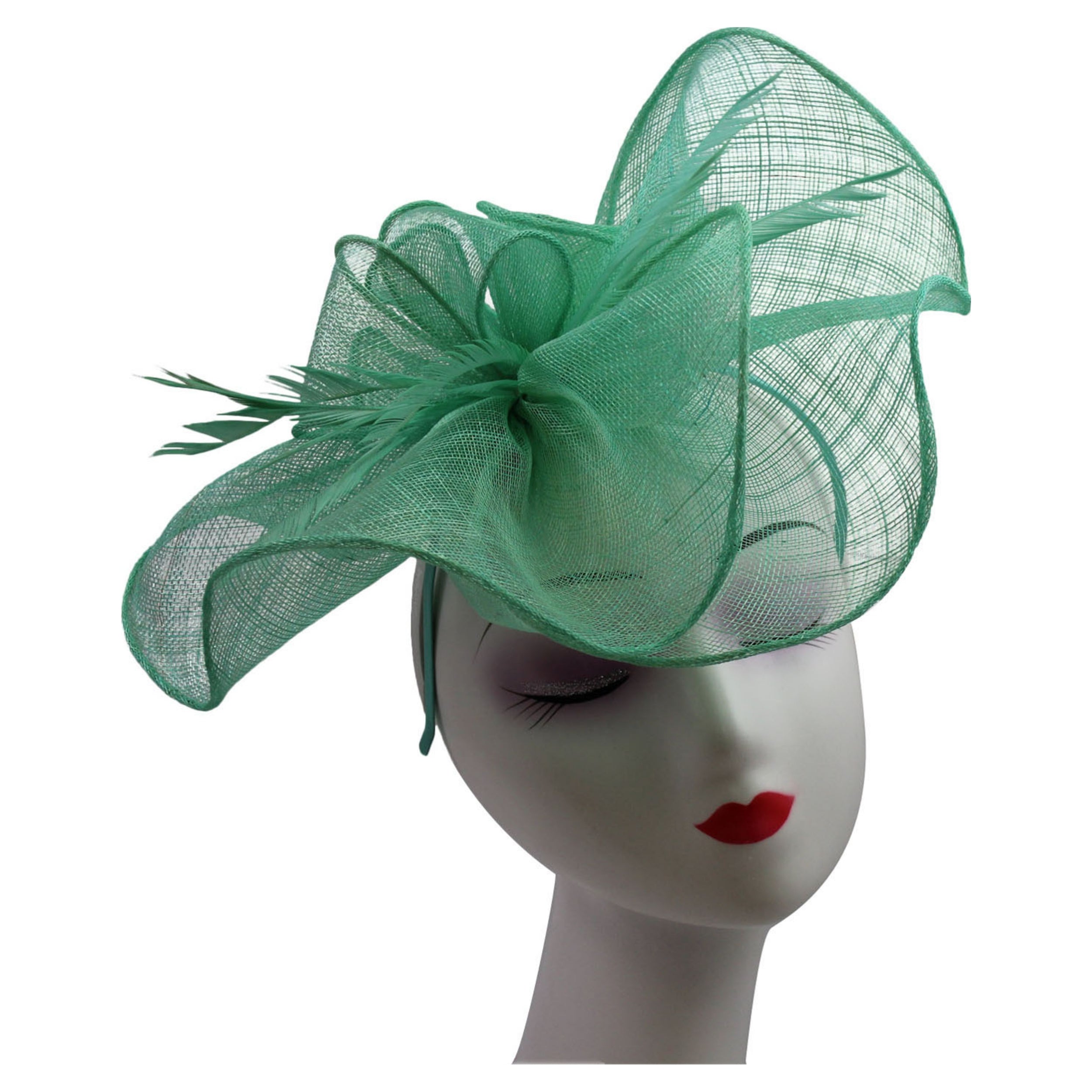 Large Ruffles Trimmed Edge Sinamay Fascinator Headband Wedding Proms Parties