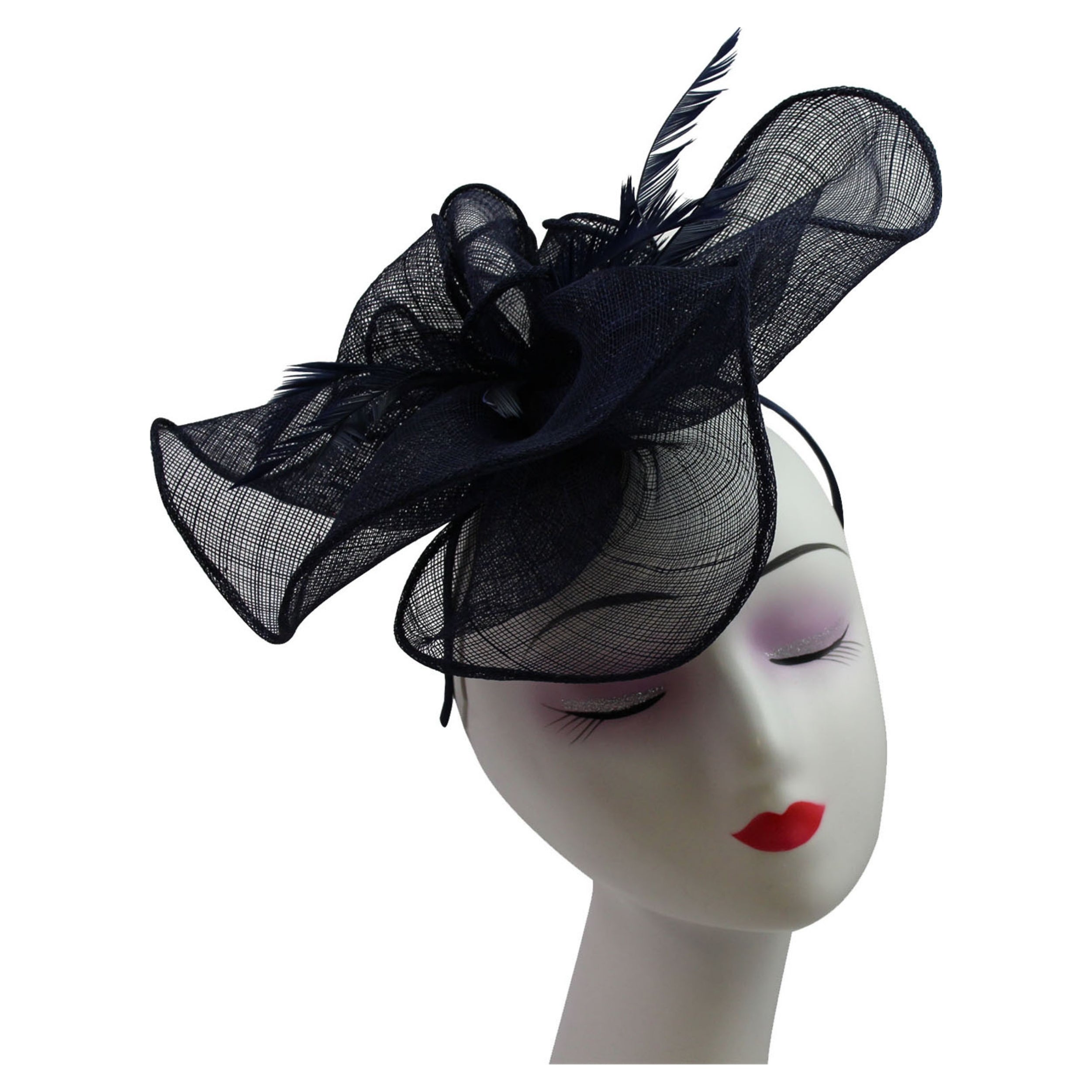 Large Ruffles Trimmed Edge Sinamay Fascinator Headband Wedding Proms Parties