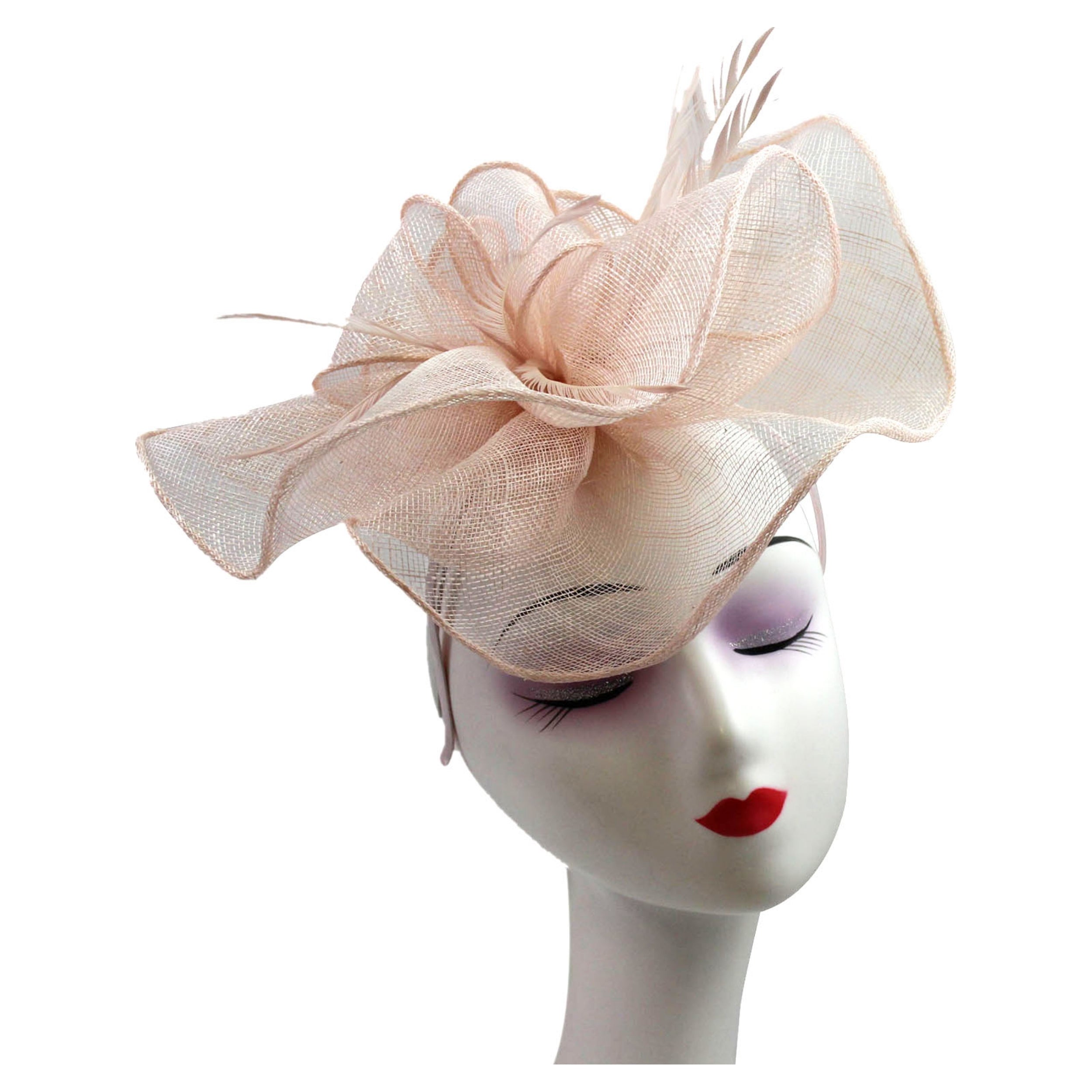 Large Ruffles Trimmed Edge Sinamay Fascinator Headband Wedding Proms Parties