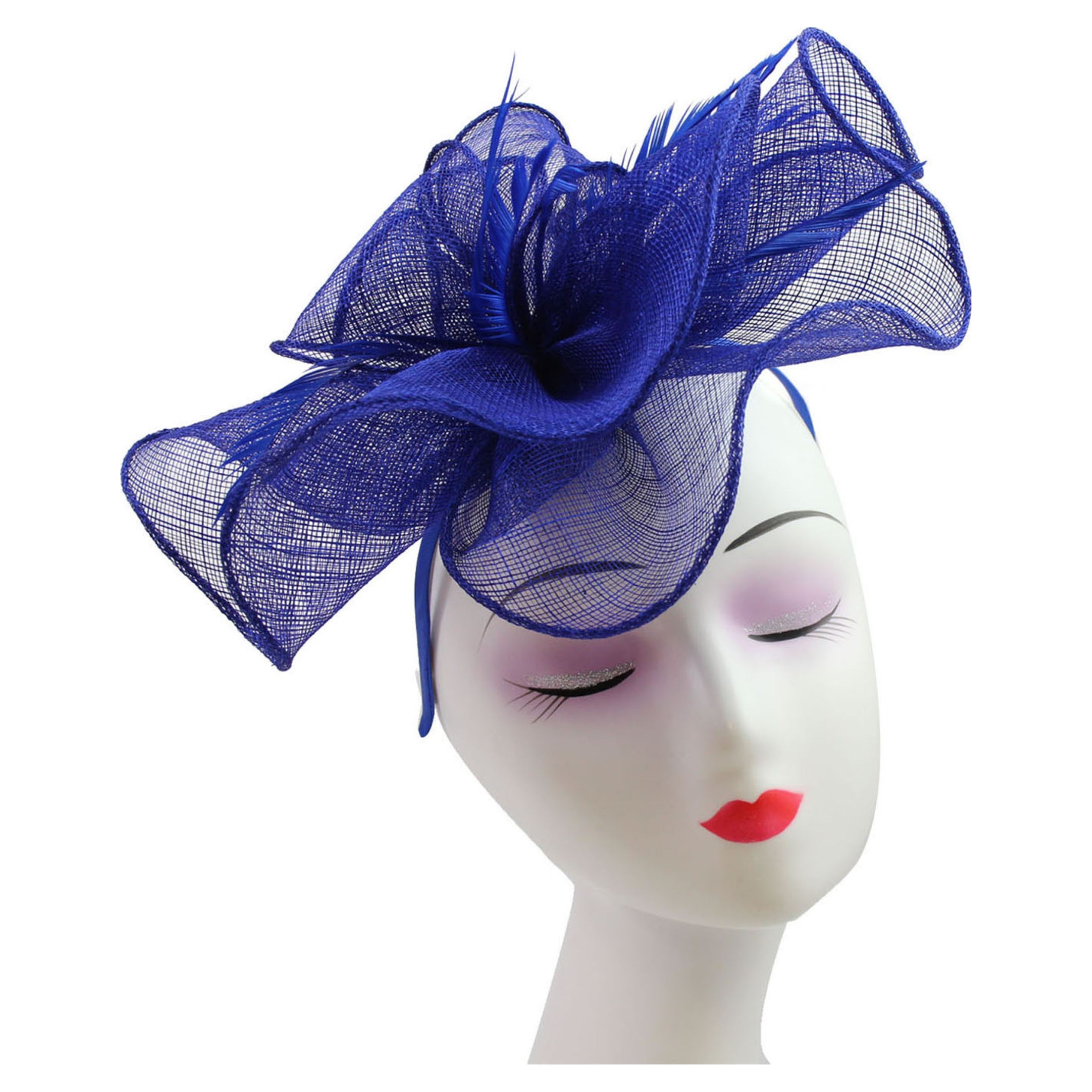 Large Ruffles Trimmed Edge Sinamay Fascinator Headband Wedding Proms Parties