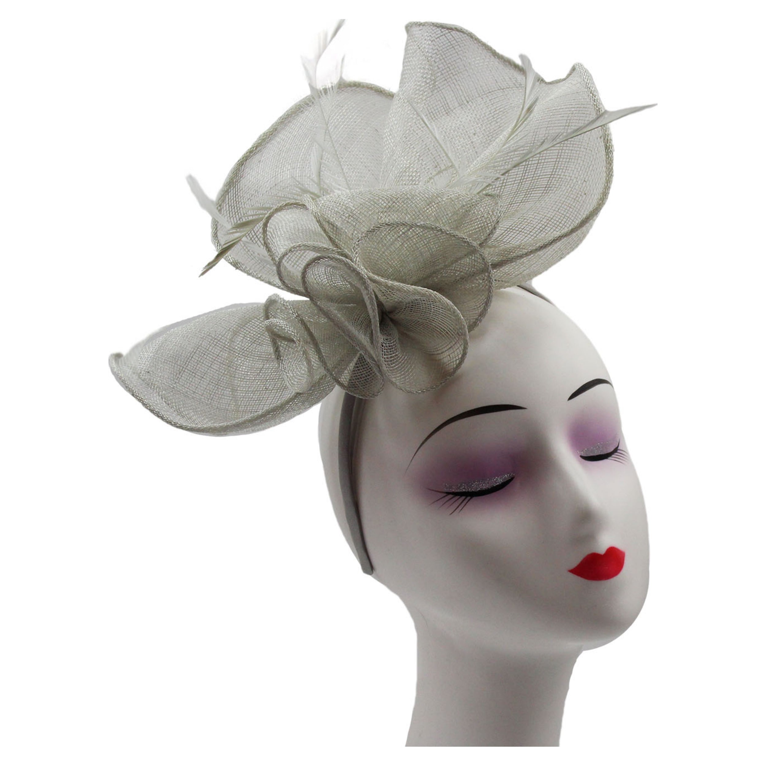 Large Ruffles Trimmed Edge Sinamay Fascinator Headband Wedding Proms Parties