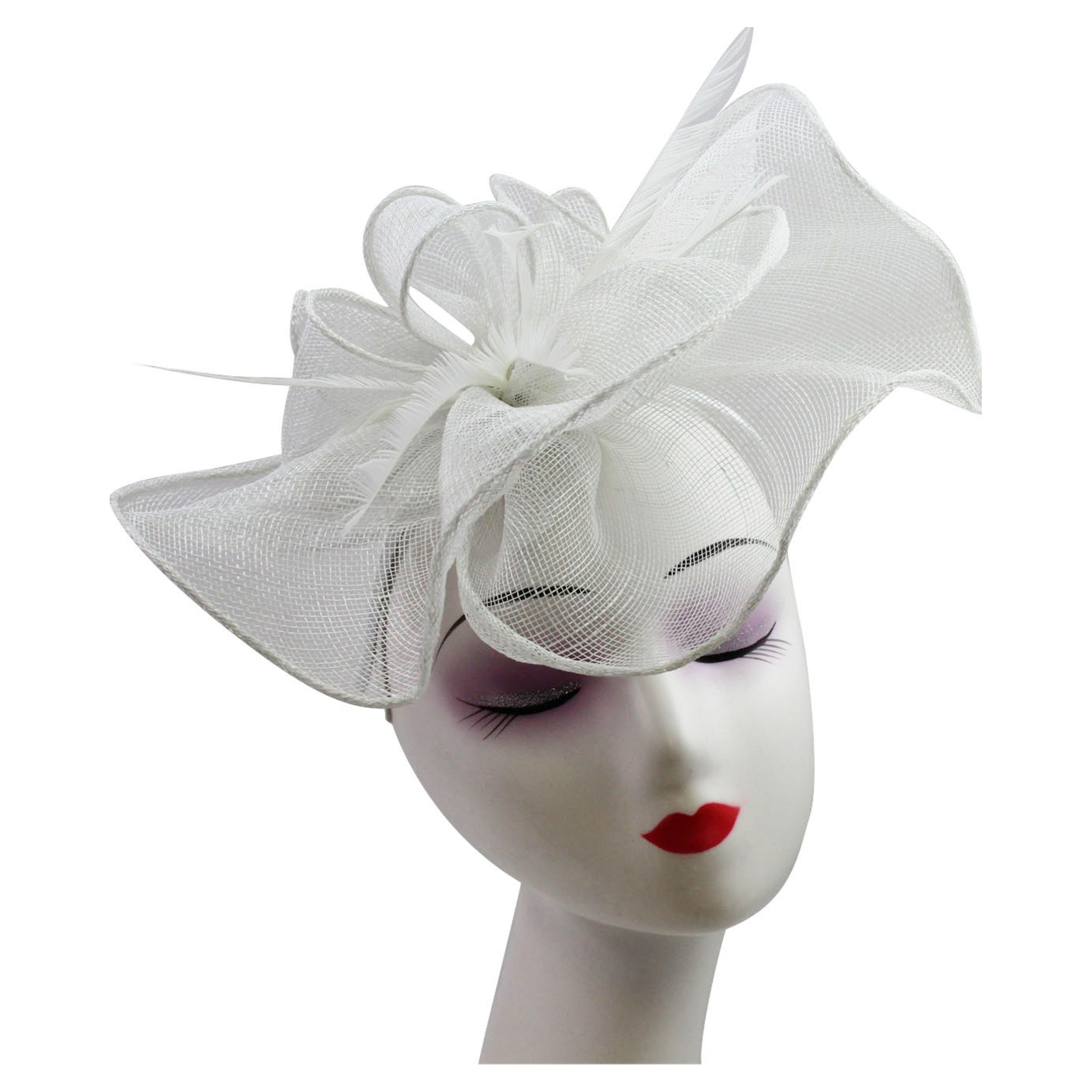 Large Ruffles Trimmed Edge Sinamay Fascinator Headband Wedding Proms Parties