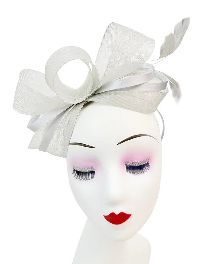 Women's Satin Looped Bow Shaped Feather Fascinator Headband Alice Band Ladies Day Weddings Races Prom Royal Ascot