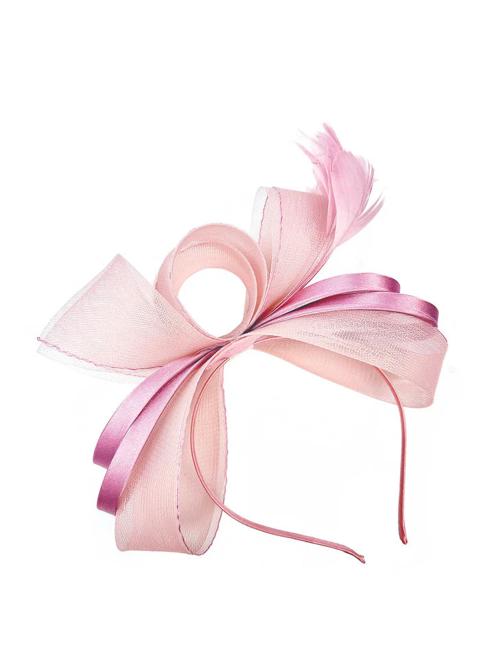 Women's Satin Looped Bow Shaped Feather Fascinator Headband Alice Band Ladies Day Weddings Races Prom Royal Ascot