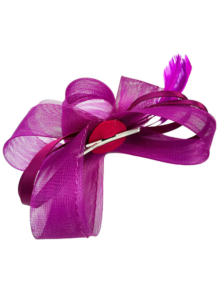 Women's Satin Looped Bow Shaped Feather Fascinator Headband Alice Band Ladies Day Weddings Races Prom Royal Ascot