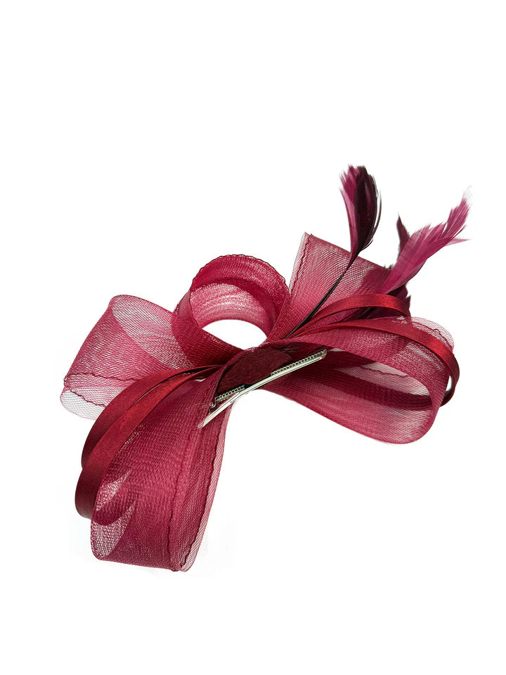 Women's Satin Looped Bow Shaped Feather Fascinator Headband Alice Band Ladies Day Weddings Races Prom Royal Ascot