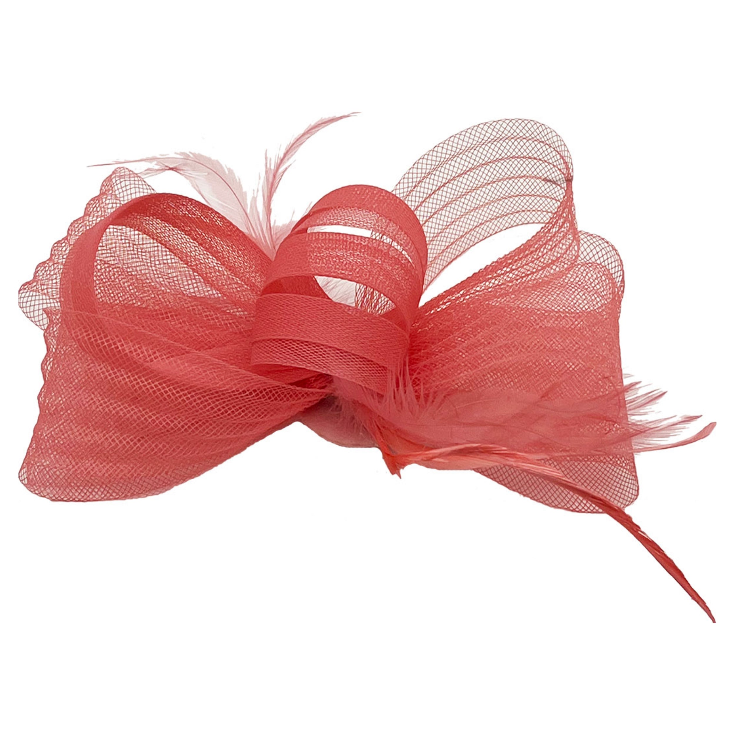 Looped Feathers Mesh Bow Fascinator Headband & Clip for Weddings Royal Ascot Races