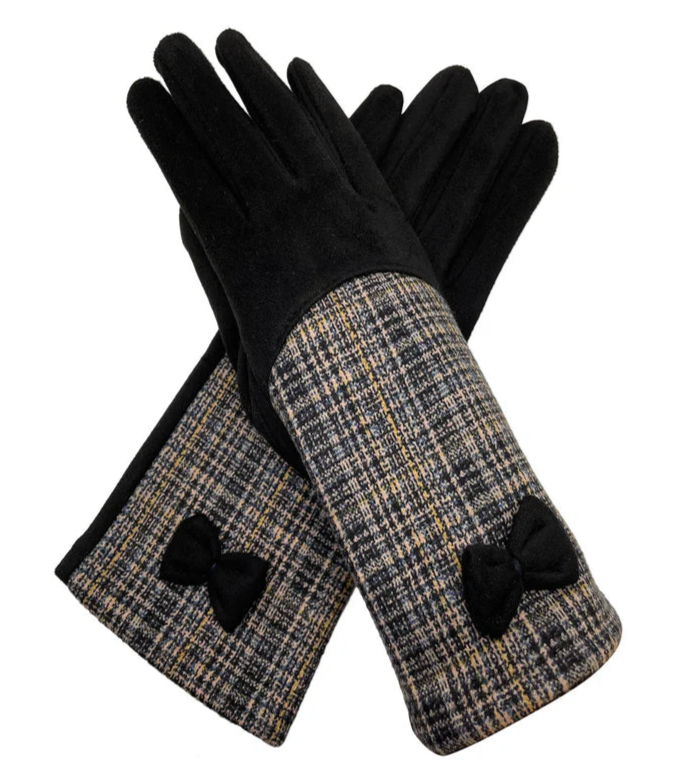 Ladies Women Winter Gloves Soft Fleece Thermal Lining Touch Screen Bow Gloves
