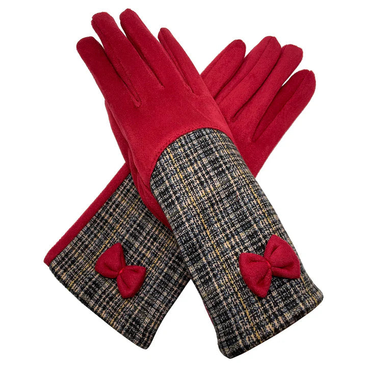 Ladies Women Winter Gloves Soft Fleece Thermal Lining Touch Screen Bow Gloves