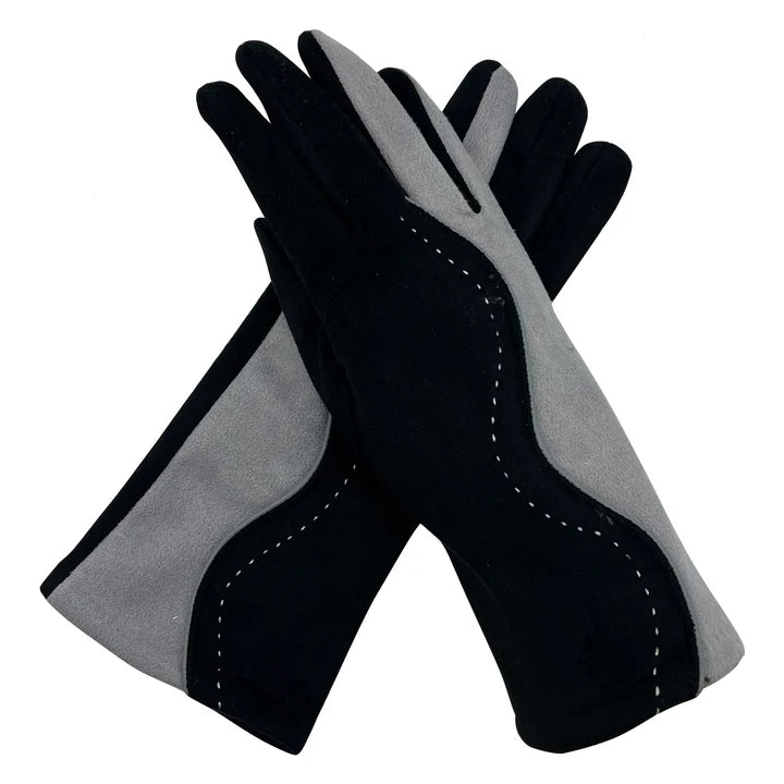 Women Suede Looking Gloves Fleece Lined Stitch Detail Soft Cosy Classic Winter Warm Gloves