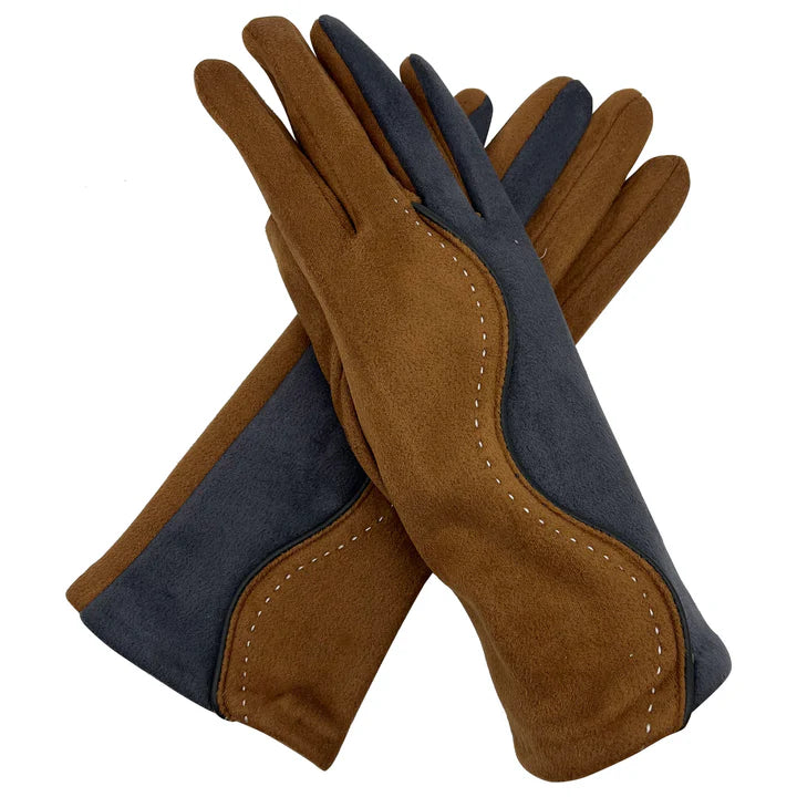 Women Suede Looking Gloves Fleece Lined Stitch Detail Soft Cosy Classic Winter Warm Gloves