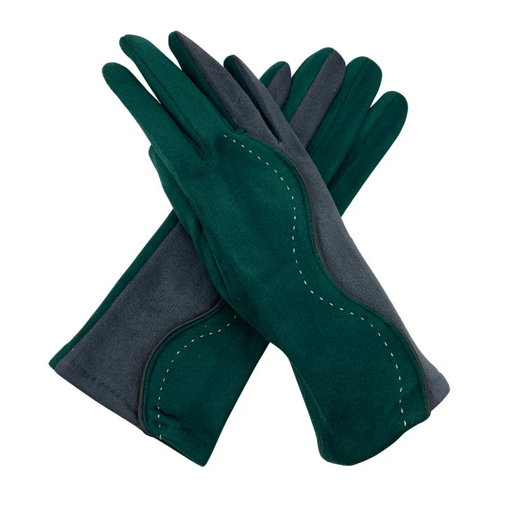 Women Suede Looking Gloves Fleece Lined Stitch Detail Soft Cosy Classic Winter Warm Gloves