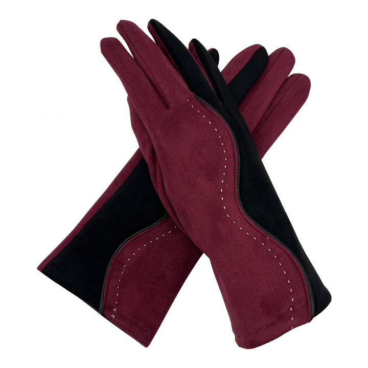 Women Suede Looking Gloves Fleece Lined Stitch Detail Soft Cosy Classic Winter Warm Gloves