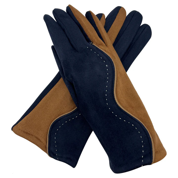 Women Suede Looking Gloves Fleece Lined Stitch Detail Soft Cosy Classic Winter Warm Gloves