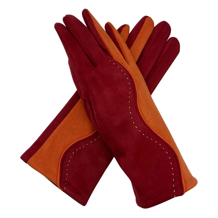 Women Suede Looking Gloves Fleece Lined Stitch Detail Soft Cosy Classic Winter Warm Gloves