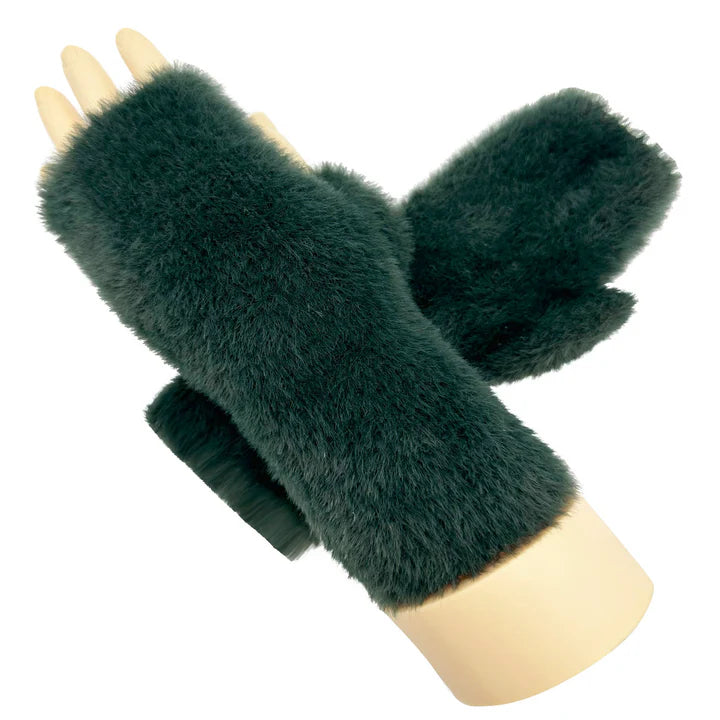 Women Ladies Winter Gloves Soft Fluffy Fingerless Fleece Lining Warm Plain Solid Coloured Gloves