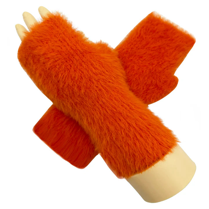 Women Ladies Winter Gloves Soft Fluffy Fingerless Fleece Lining Warm Plain Solid Coloured Gloves