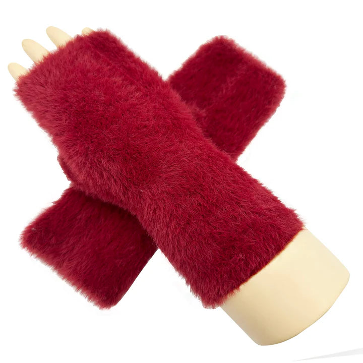 Women Ladies Winter Gloves Soft Fluffy Fingerless Fleece Lining Warm Plain Solid Coloured Gloves