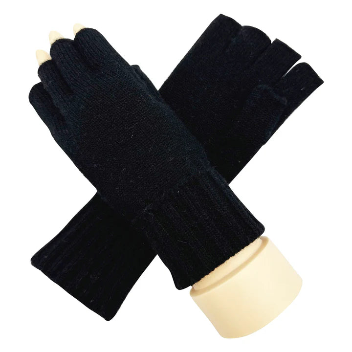 Women's Soft Knitted Half Finger/Fingerless Gloves Plain Solid Coloured Winter Warm Gloves Stretchy