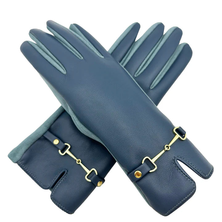 Women Luxury Soft Faux Leather Fashion Gloves Winter Warm Gloves Buckle Accent Fleece Lined