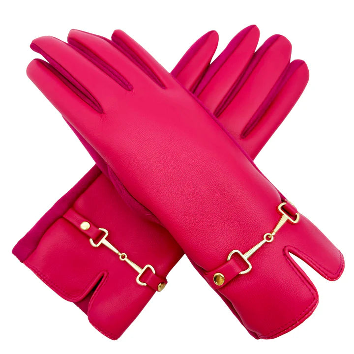 Women Luxury Soft Faux Leather Fashion Gloves Winter Warm Gloves Buckle Accent Fleece Lined