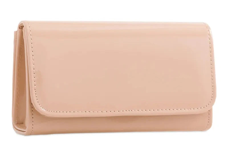 Women Plain Patent Leather Clutch Bag Evening Party Fashion Handbag