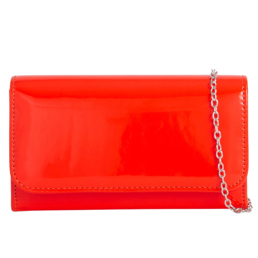 Women Plain Patent Leather Clutch Bag Evening Party Fashion Handbag