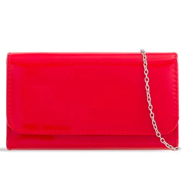 Women Plain Patent Leather Clutch Bag Evening Party Fashion Handbag