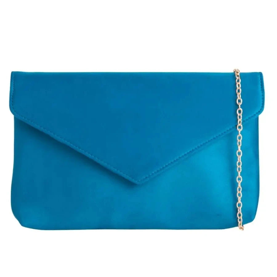 Ladies Plain Suede Evening Envelope Clutch Bag For Women