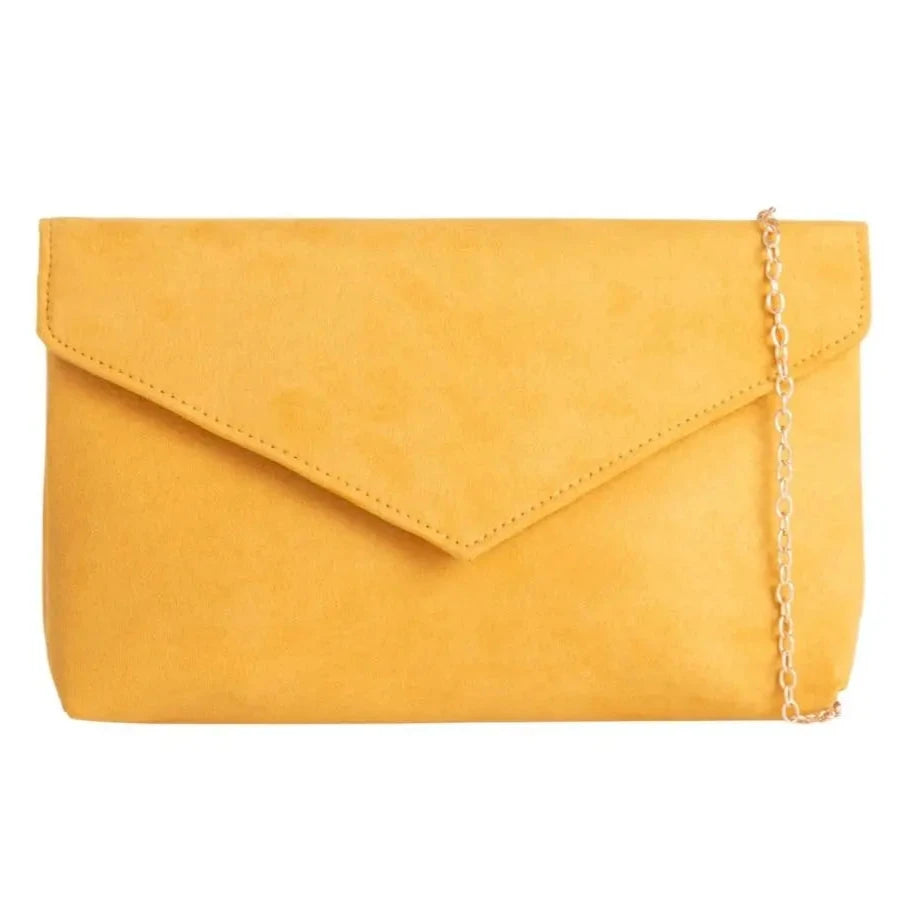 Ladies Plain Suede Evening Envelope Clutch Bag For Women