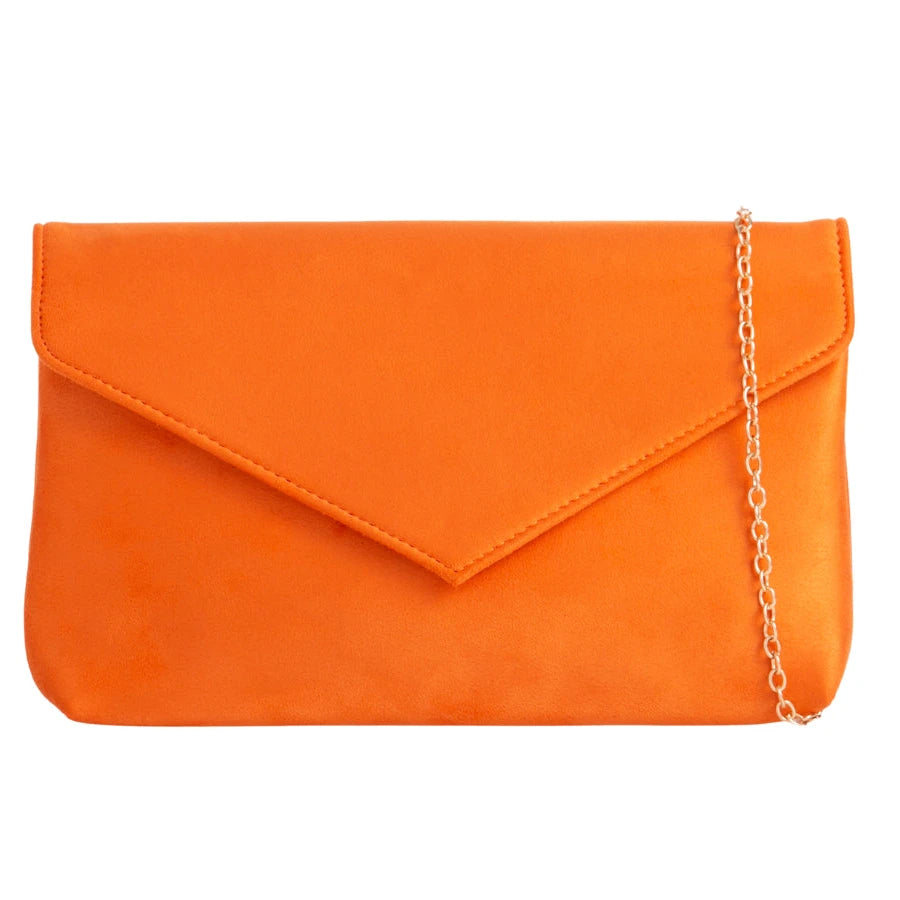 Ladies Plain Suede Evening Envelope Clutch Bag For Women