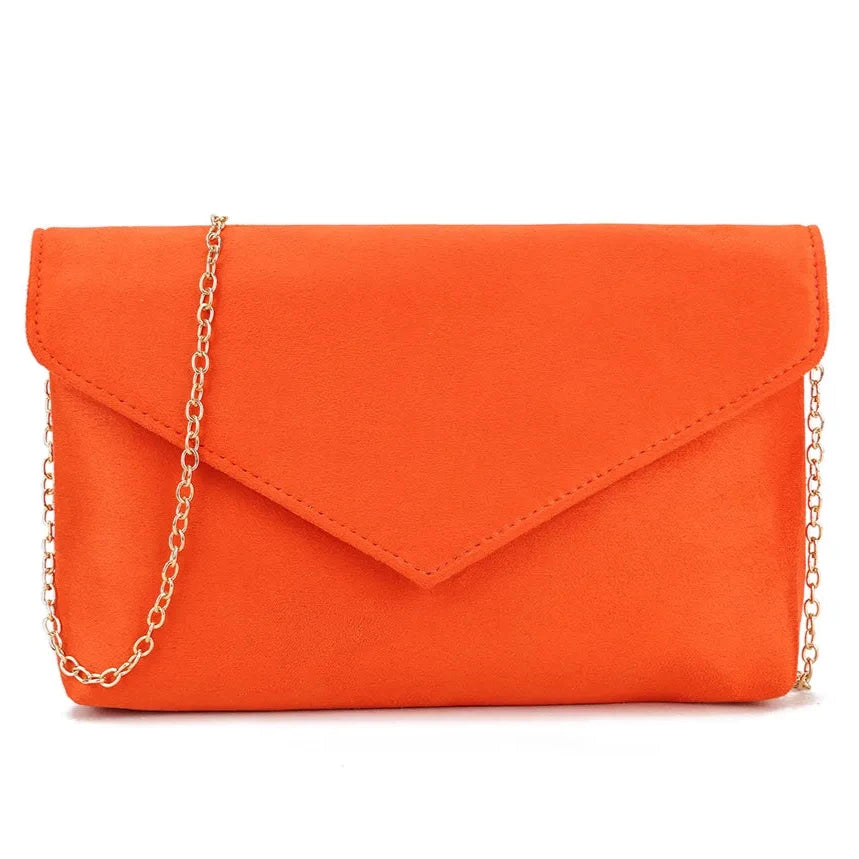 Ladies Plain Suede Evening Envelope Clutch Bag For Women