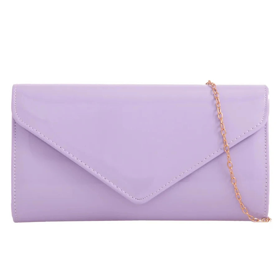 Women's Glossy Patent Leather Plain Envelope Clutch bag Ladies Wedding Evening Handbags