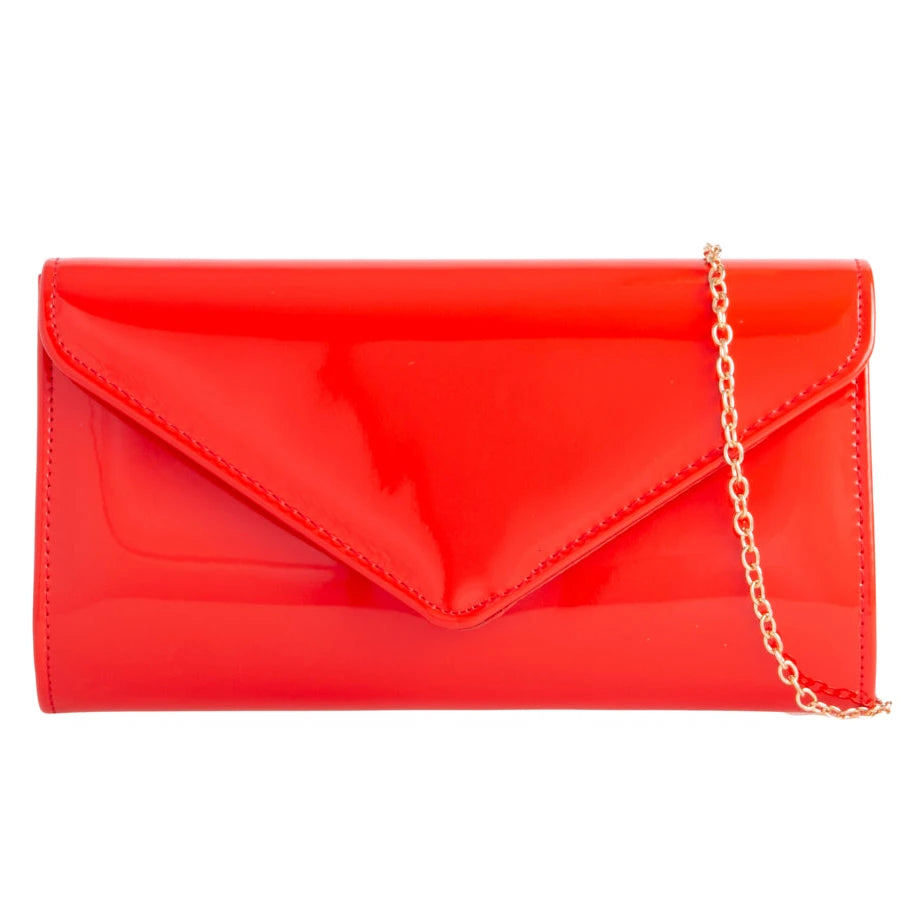 Women's Glossy Patent Leather Plain Envelope Clutch bag Ladies Wedding Evening Handbags