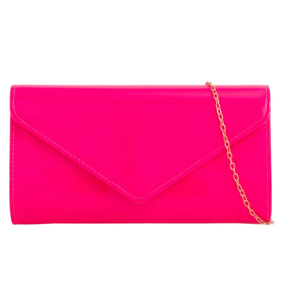 Women's Glossy Patent Leather Plain Envelope Clutch bag Ladies Wedding Evening Handbags