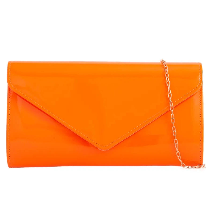 Women's Glossy Patent Leather Plain Envelope Clutch bag Ladies Wedding Evening Handbags