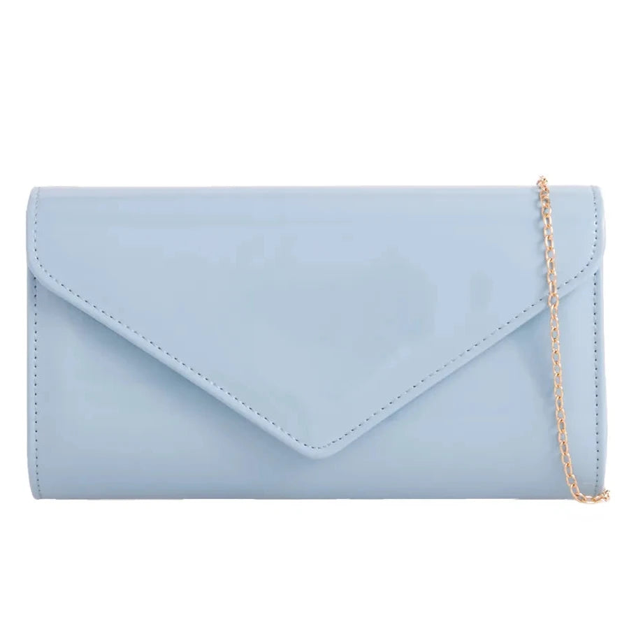 Women's Glossy Patent Leather Plain Envelope Clutch bag Ladies Wedding Evening Handbags