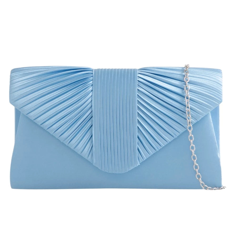 Women's Pleated Satin Clutch Bag Evening Wedding Party Handbags