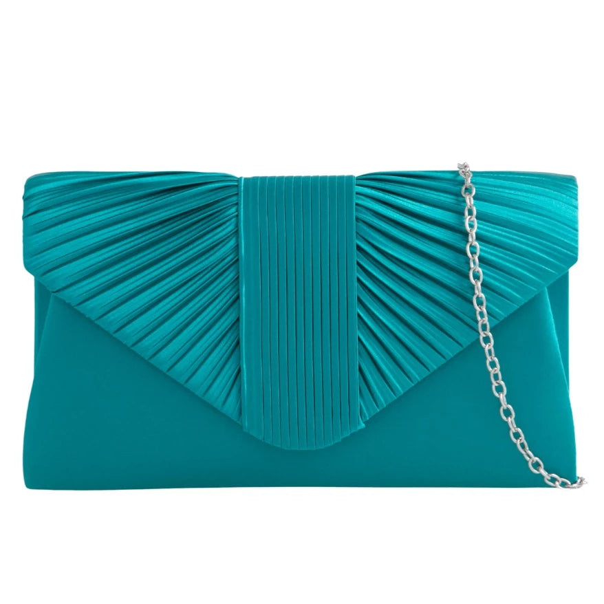 Women's Pleated Satin Clutch Bag Evening Wedding Party Handbags