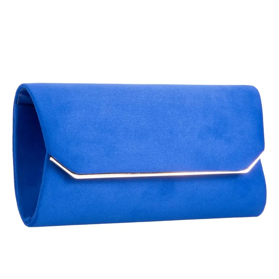 Suede Effect Clutch Bag Plain Simple Fine Frame Evening Party