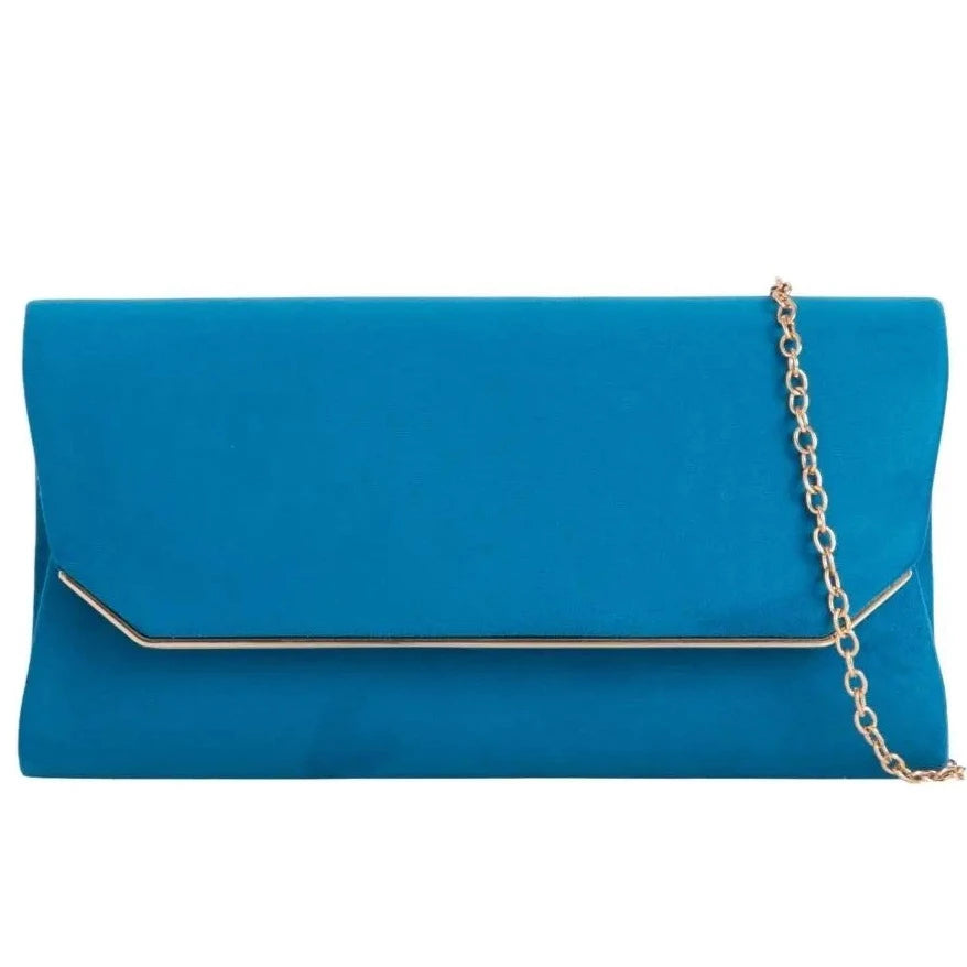 Suede Effect Clutch Bag Plain Simple Fine Frame Evening Party