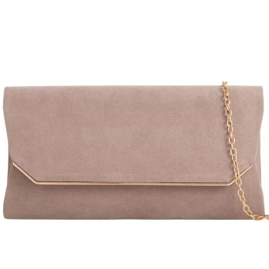 Suede Effect Clutch Bag Plain Simple Fine Frame Evening Party