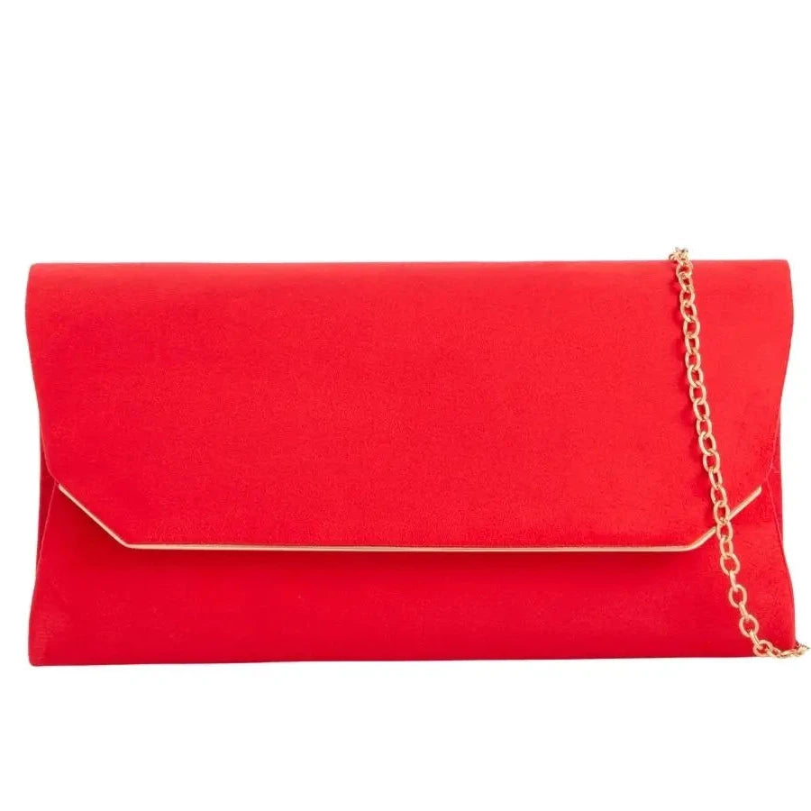 Suede Effect Clutch Bag Plain Simple Fine Frame Evening Party