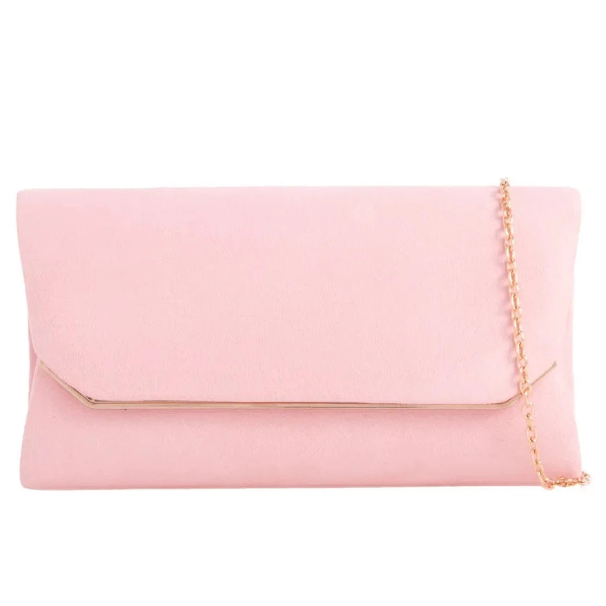 Suede Effect Clutch Bag Plain Simple Fine Frame Evening Party