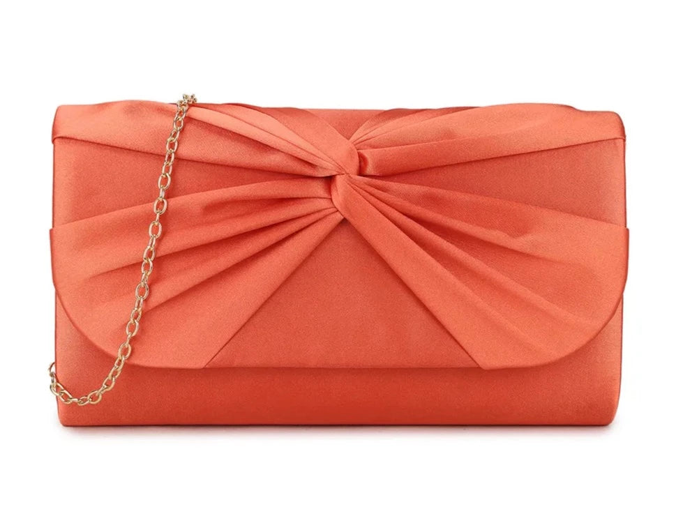 Ladies Satin Pleated Clutch Bag Evening Prom Party Handbag