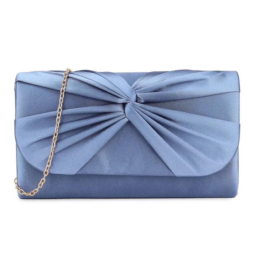 Ladies Satin Pleated Clutch Bag Evening Prom Party Handbag