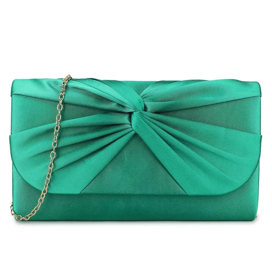 Ladies Satin Pleated Clutch Bag Evening Prom Party Handbag