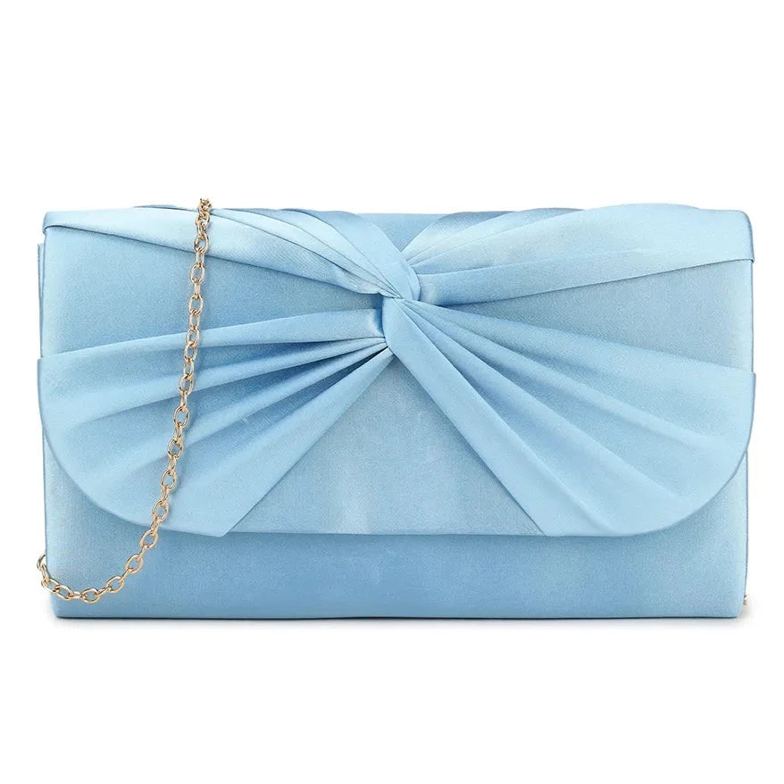 Ladies Satin Pleated Clutch Bag Evening Prom Party Handbag